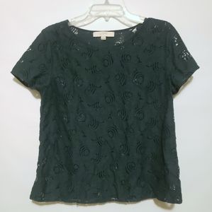 Ann Taylor Loft Dark Teal Lace Top Size Medium